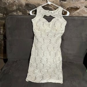 White with sequins cocktail dress